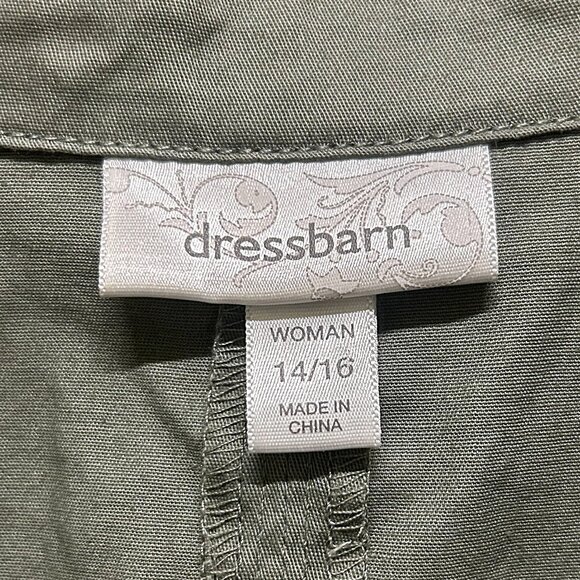 Dressbarn Khaki Olive Green Unlined Utility Cargo Pocket Blazer Jacket Size 14 - Picture 4 of 5